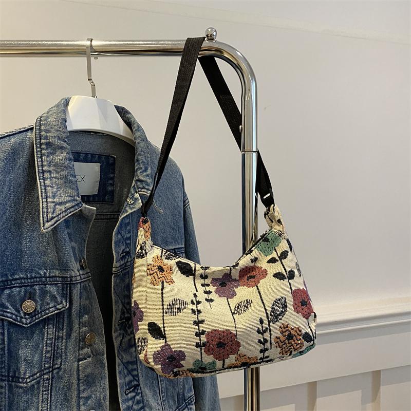 Women's Handbag Casual Color Cotton Linen Women's Personality Fashion Canvas Embroidery Shoulder