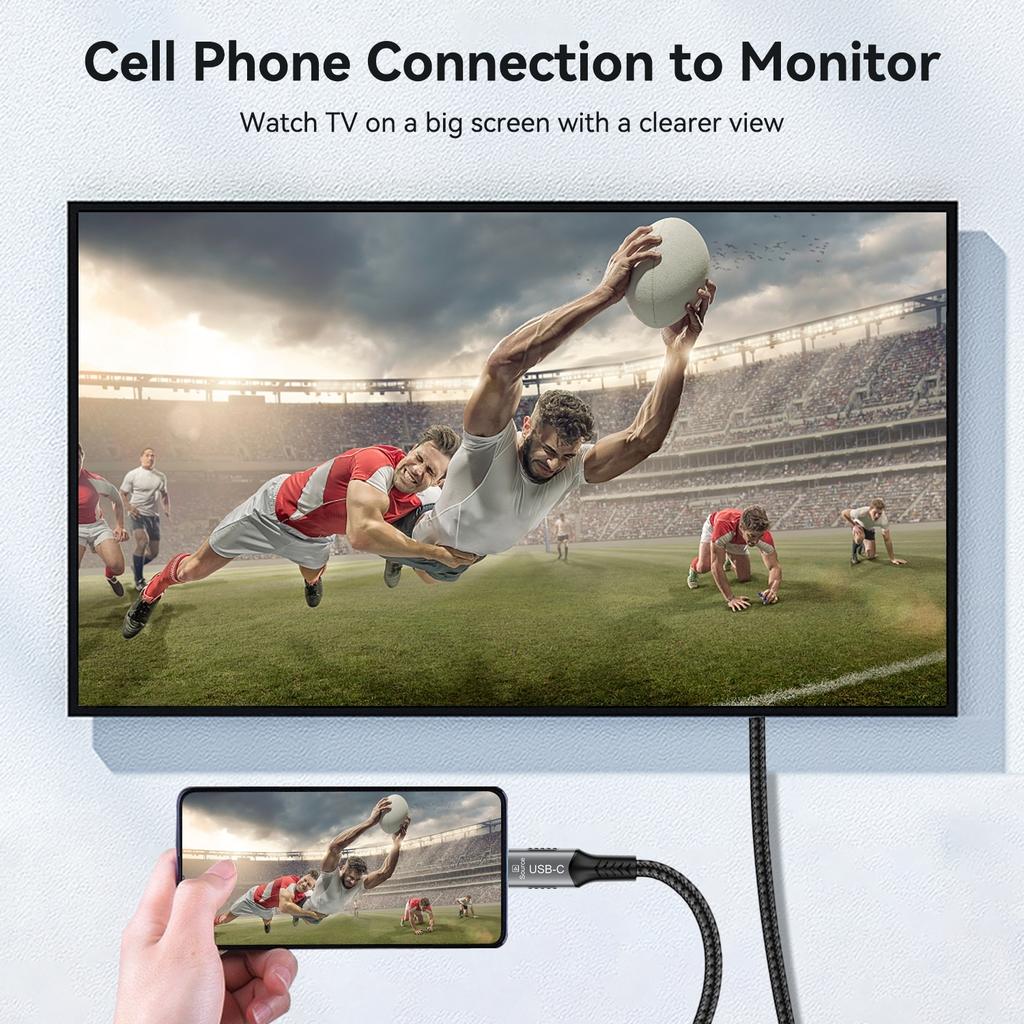 USB C To HDMI Cable 8K@60Hz 4K@120Hz Type C To HDMI-Compatible HDTV Cable for TV Converter MacBook Air iPad USB-C HDMI Adapter