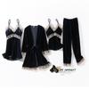 1010 new pajamas women's spring autumn and winter long-sleeved four-piece Internet celebrity popular loungewear sexy gold velvet can be worn outside