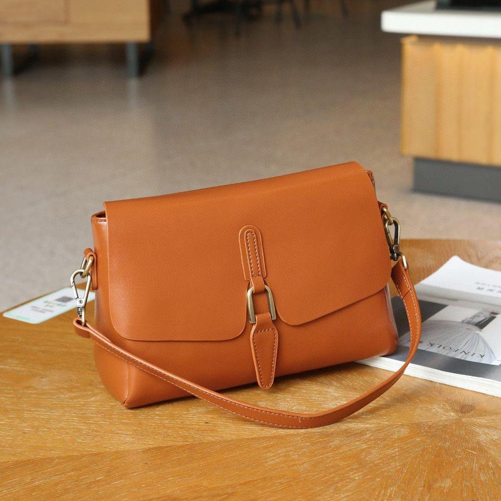 Женская сумка из натуральной кожи Универсальная и модная сумка через плечо Воловья кожа Одноплечевая Маленькая квадратная сумка