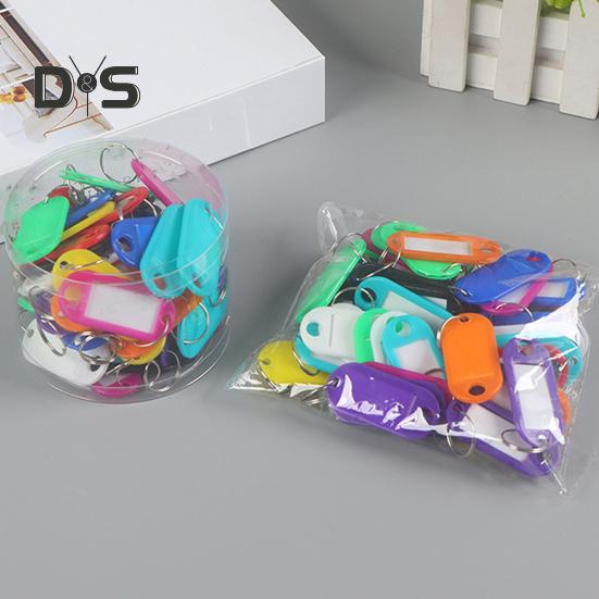 50 шт. Пластиковые брелки для ключей, идентификационные бирки с раздельным кольцом для ключей, бумажная вставка, брелки для ключей, писчая бумага, органайзер для ключей