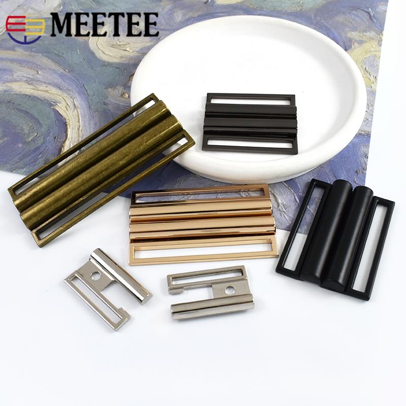 Meetee 2/5 шт. Металлическая пряжка для пальто шириной 30-80 мм, Регулировочная пуговица для одежды, Декоративный крючок для пояса, Фурнитура