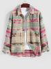 Men's Ethnic Aztec Printed Front Pockets Design Single-breasted Woolen Jacket