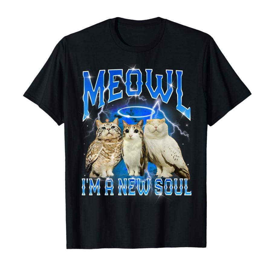 Cat Owl Funny Cursed Internet Brainrot Bootleg Meowl T-shirt for Women Summer Casual T Shirts Short Sleeve Tops Clothing