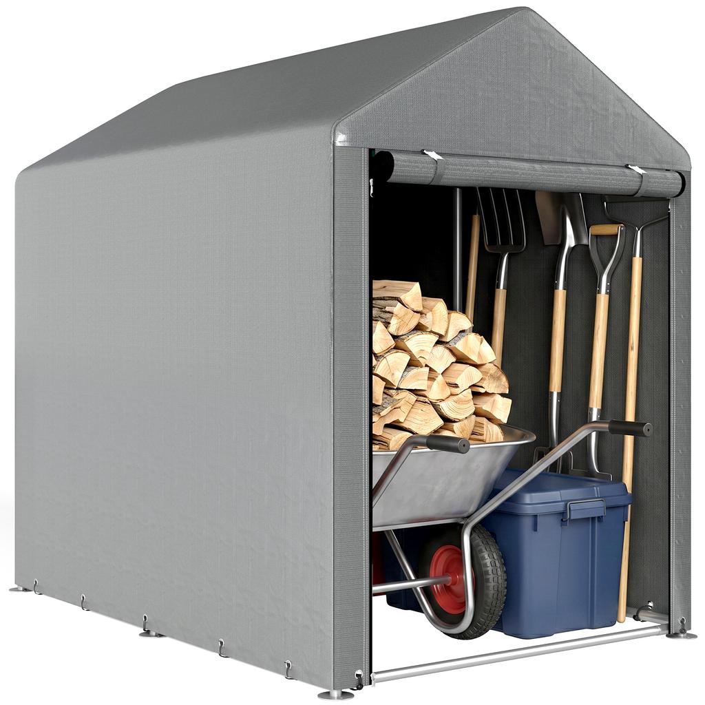 179 x 120cm Temporary Garden Shed, with Accessories - Light Grey