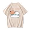 Футболки Kawaii Bear Panda Bubu и Dudu Let's Bathe с мультяшным принтом, футболка из 100% хлопка, футболки с короткими рукавами, милые футболки с круглым вырезом, повседневные аниме