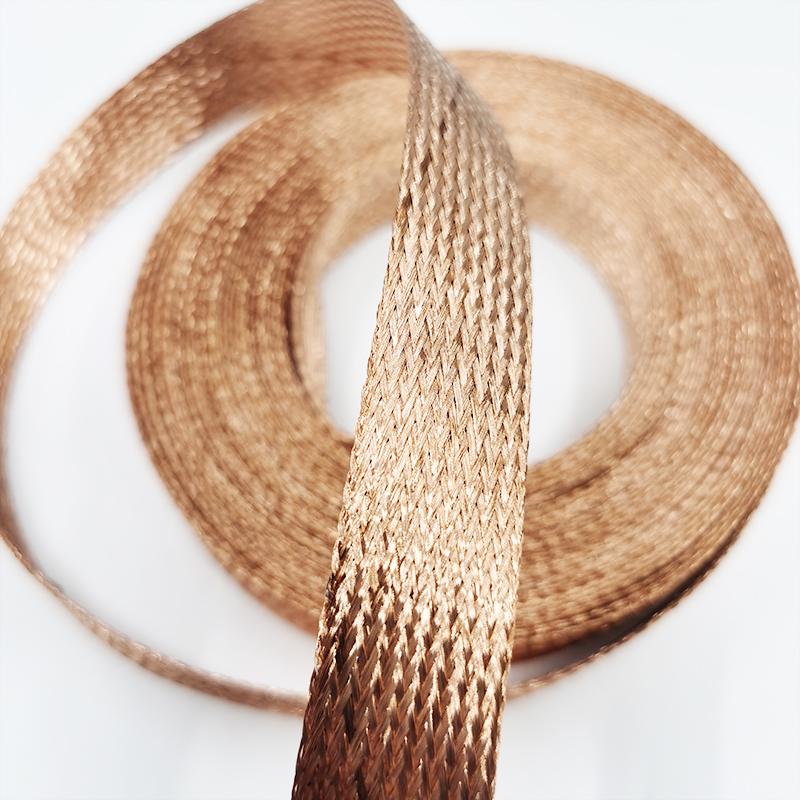 5M/10M Pure Copper Shield Cable Sleeve Tinned Braided Bare Ground Cable Metal Sheath Screening Signal Wire Flat Conductive Tape