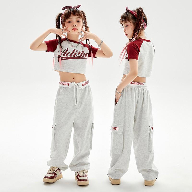 Girls Hip Hop Dance Costume Jazz Performance Outfit Kids Street Practice Wear Trendy Stage Clothes