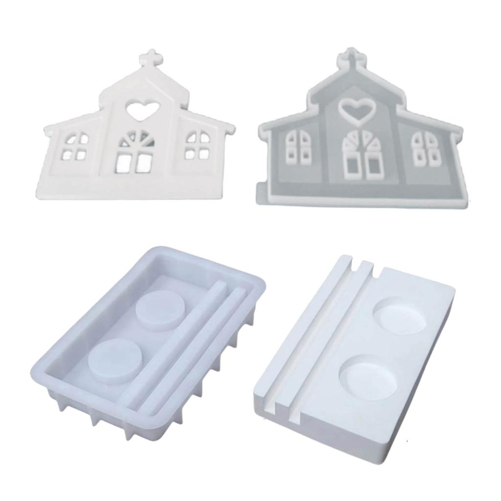 Love House Candlesticks Resins Moulds DIY House Candle Holder Silicone Molds Castings Moulds for Table Home Decorations