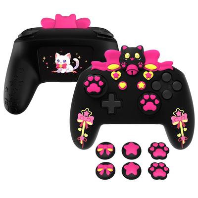 Силиконовый чехол PlayVital Sweetheart Kitty для контроллера Switch Pro, симпатичная ручка для джойстика и защитный силиконовый чехол для контроллера Switch Pro -