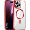 Protective Case - BOOLING - for iPhone 16 Pro - Shockproof - Transparent - Red Chrome Contour