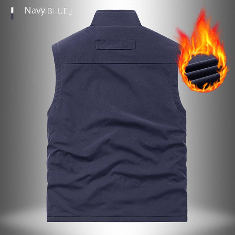 Outdoor Workwear for Spring and Autumn, Double-sided Wear, Thick Vest, Men's Standing Collar, Warm Shoulder, Velvet Vest, Oversized Jacket