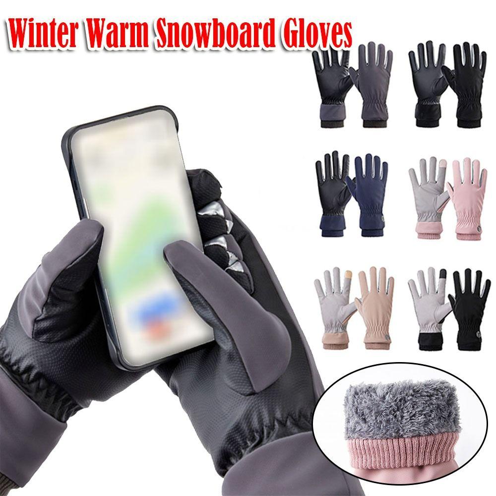 Fashion Warm Snowboard Gloves Waterproof Thickening Touch Screen Gloves Full Fingers Velvet Gloves Women Men