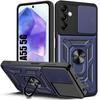 Case for Samsung Galaxy A55 5G, Navy Blue, Anti-shock PC with 360° Rotating Stand and Camera Protector