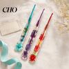 Artistic Crochet Hook Floral Resin Hook, Dried Flower Clear Handle Metal Head with Beaded Wristlet for Arthritis Beginners Durable