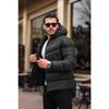 Черное мужское надувное пальто с длинными карманами Slim Fit