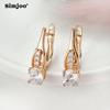 SIMJOO Zircon Earrings Chic Simple Rose Gold Color Earrings for Women