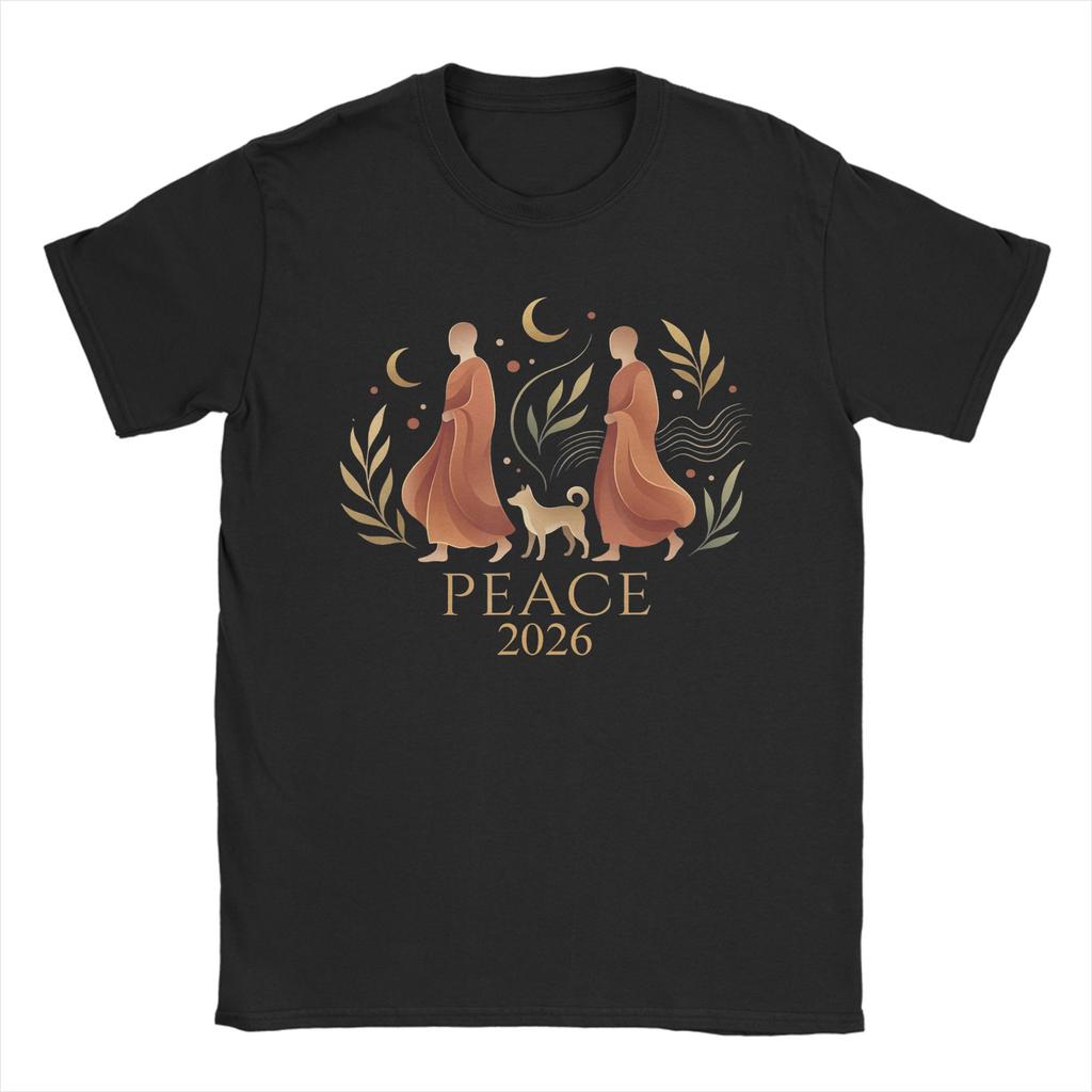 Buddhist Monks Walk For Peace Aloka Dog Cotton T Shirt For Unisex Summer ONeck Leisure Tee Shirt Oversized Dropshipping Tops