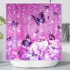 Роскошные современные цветочные занавески для душа с бабочками, геометрические полосы, занавески для ванной комнаты, комплект аксессуаров для ванной, занавеска с крючками, водонепроницаемая