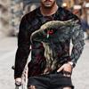 Men Spring Autumn T Shirt Round Neck Long Sleeves Bird Top Men's Sport Wear Plus Size Vintage 3d Print Pullover