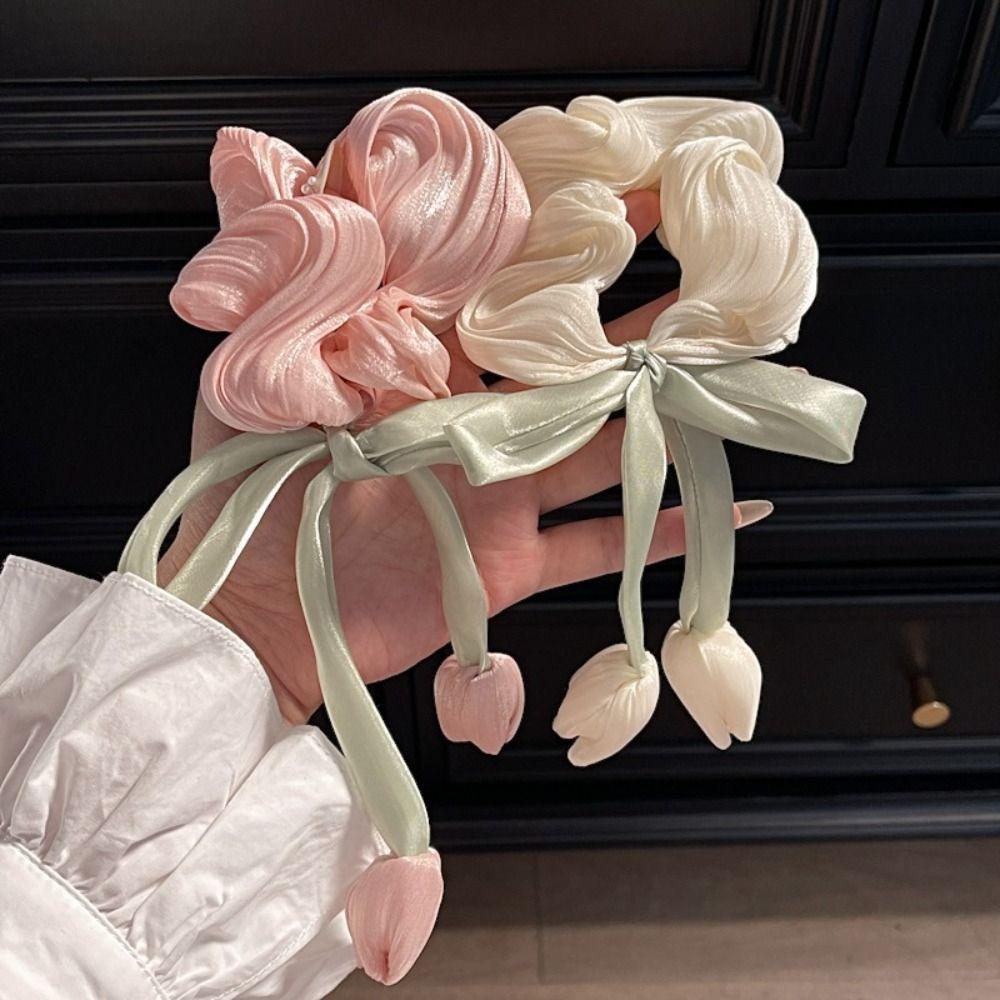 Cloth Tulip Ribbon Hair Ring Hair Tie Flower Hair Claw Elastic Bowknot Hair Clip Ladies