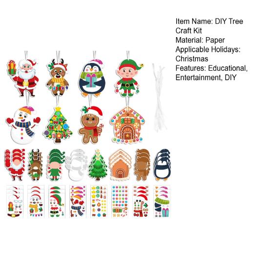 24Pcs DIY Christmas Tree Craft Kit for Kids Art Making Craft with Stickers Make Your Own Christmas Bookmark Xmas Party Favors for Game Activities
