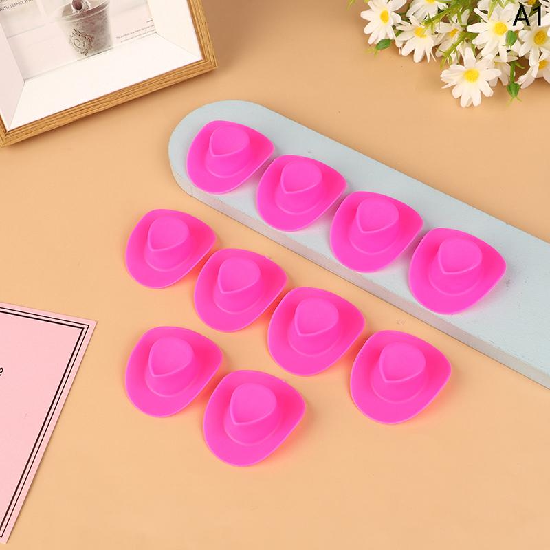 10Pcs Miniature Plastic Doll Hat Western Cowboy Hat Cowgirl Hat For Dolls Decoration Accessories