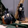 Spooky Halloween Small Ornaments Black Robe Faceless Ghost Grim Reaper Figurine Ornaments Resin Craft Gothic