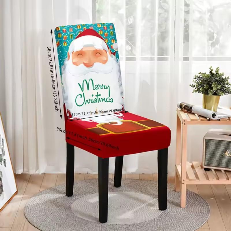 Christmas Chair Cover, All-Inclusive, Suitable for European and American High Chairs, Dining Chair Cover, Atmosphere Decoration, Elastic Chair Cover