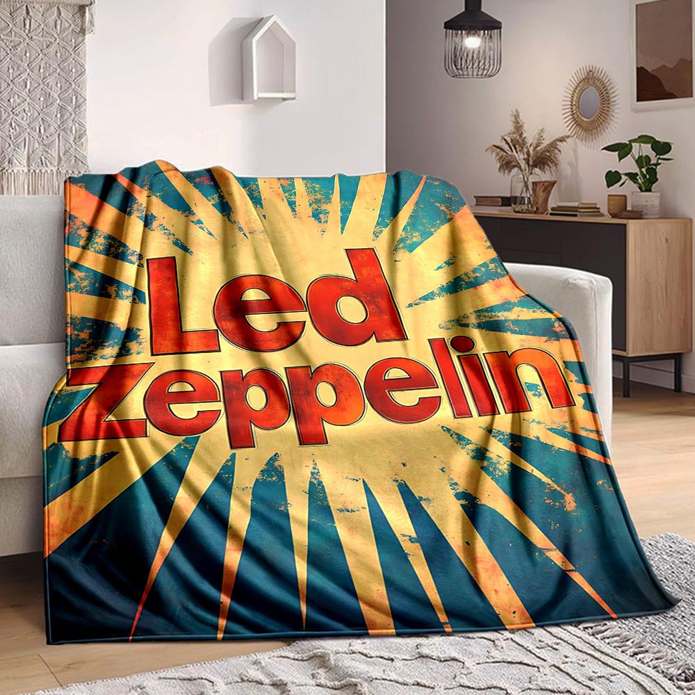 1 шт. Плед Led Zeppelin Мягкий Теплый Всесезонный Плед для Дивана, Кровати, Машины, Офиса Яркий Цветной Дизайн, Прочный и Уютный Подарок