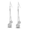 Shamballa Cherry Tassel Earrings Long Dangle Drop Earrings for Women Full Rhinestone Copper Silver