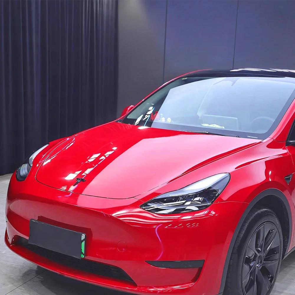 0,5 м Широкая Глянцевая Красная Автомобильная Наклейка ПЭТ Пленка для Оклейки Автомобиля Виниловая Пленка Без Пузырей Автонаклейка Аксессуары для Внешнего Оформления Автомобиля