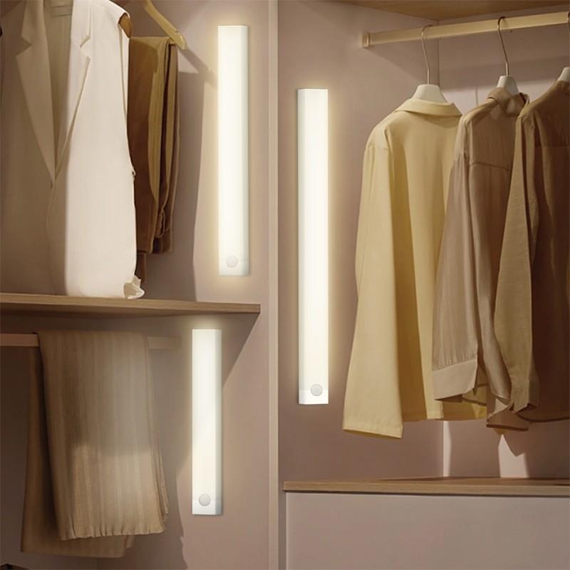 Светодиодный светильник с датчиком движения для шкафа, перезаряжаемый через USB светодиодный ночник, светильник для лестницы, шкафа, проход для комнаты, освещение шкафа