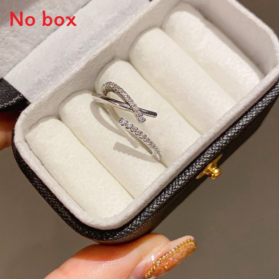 Copper Zircon Geometric Open Ring For Female Dressy Hand Jewelry