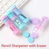 Candy Color Mini Pencil Sharpener and Erasers Creative Stationery Environmental Pencil Sharpener Sty