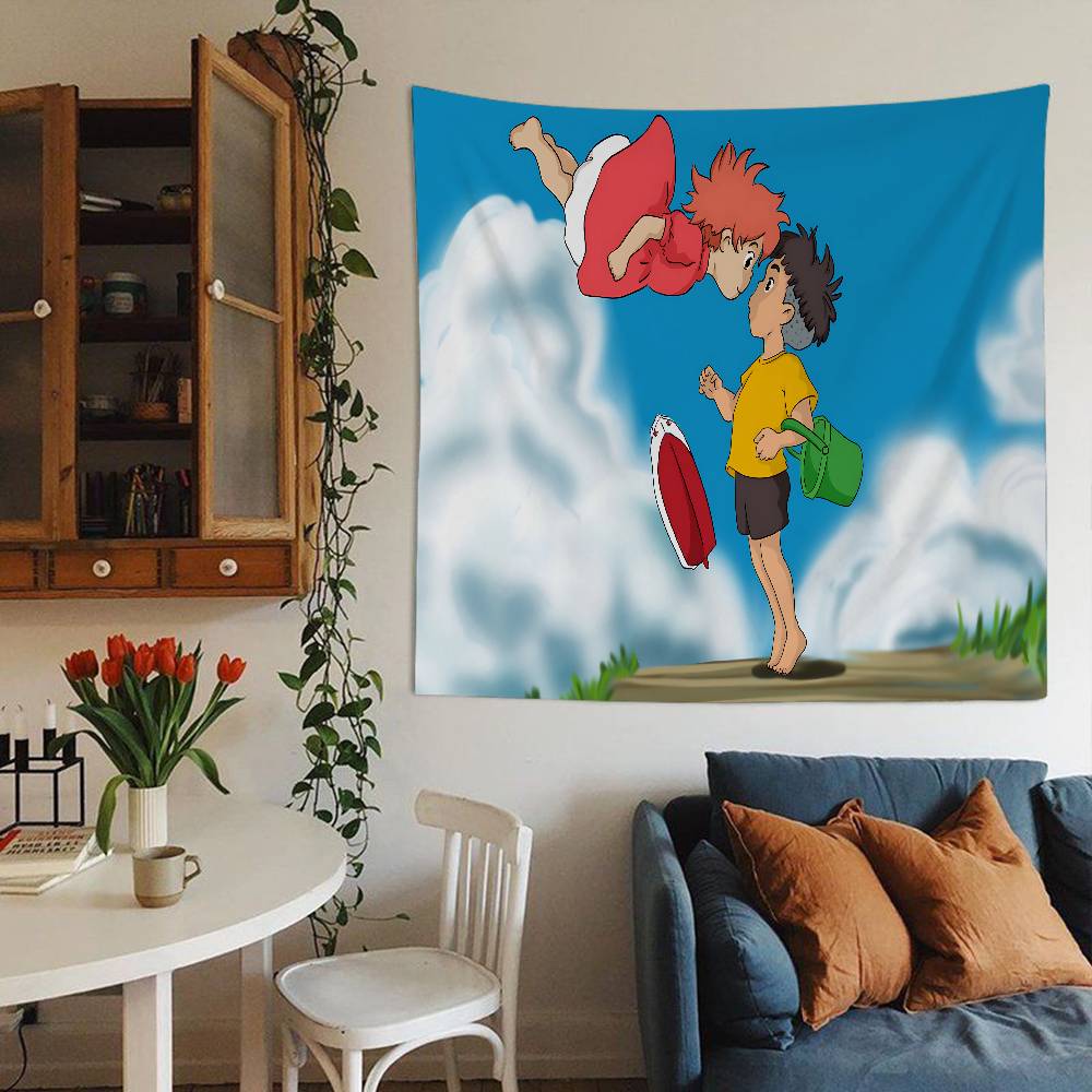 Cyte PPonyo Anime On The Cliffes Hanging Bohemian Tapestry Japanese Wall Tapestry Anime Kawaii Room Decor