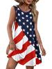 Summer Women's U.S. Flag Print Sleeveless Crew-Neck Tank Dress A-Line Knee-Length Dress Fashionable Casual Dress with Pockets