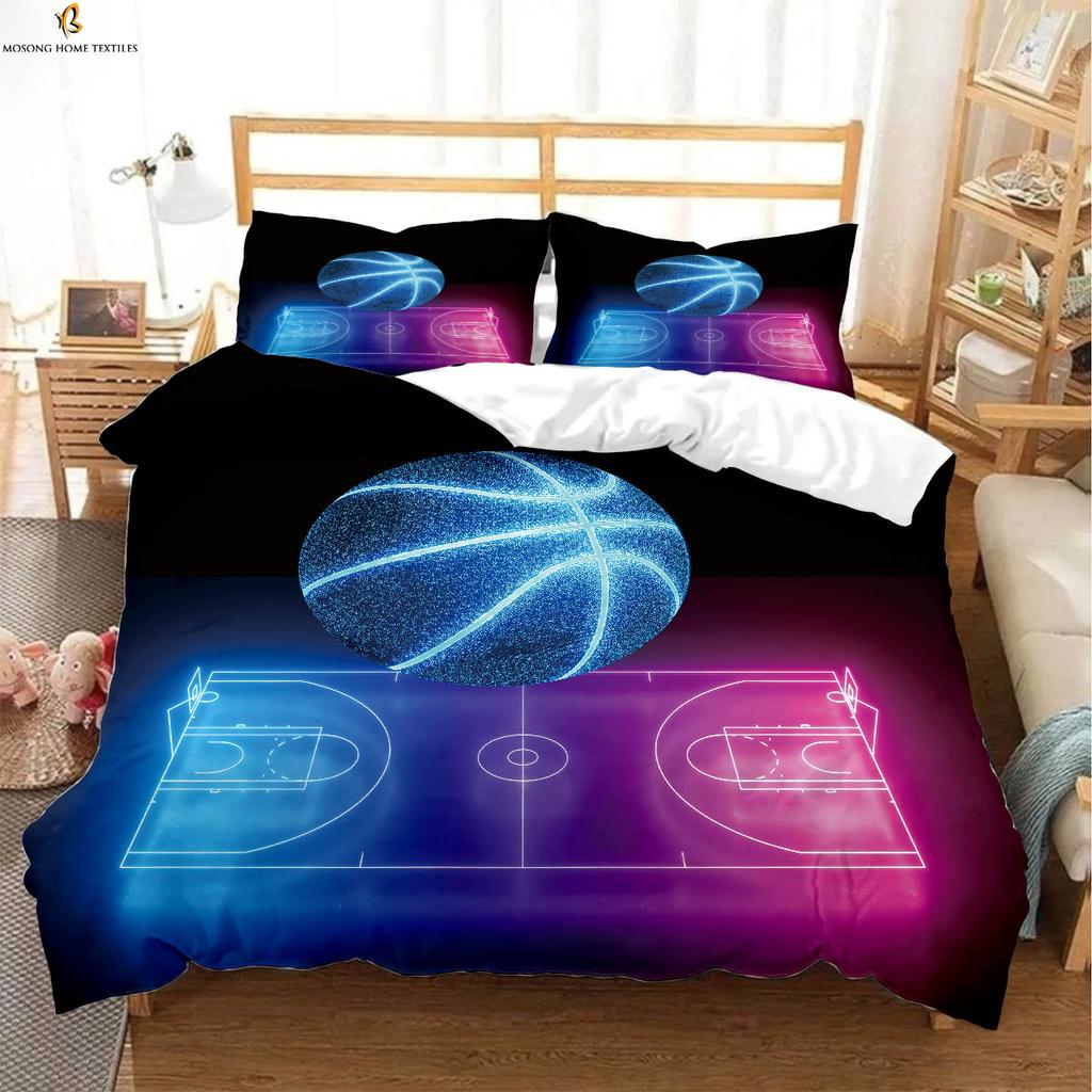 Sports Basketball 3d Printing Quilt Cover 100% Polyester Bedding Set Duvet Cover Pillowcase Three-Piece Set
