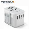 Tessan Universal Travel Adapter with 2 USB Ports 2 Type C Fast Charging 5-in-1 Power Adapter EU/UK/USA/AUS Plug for Travel
