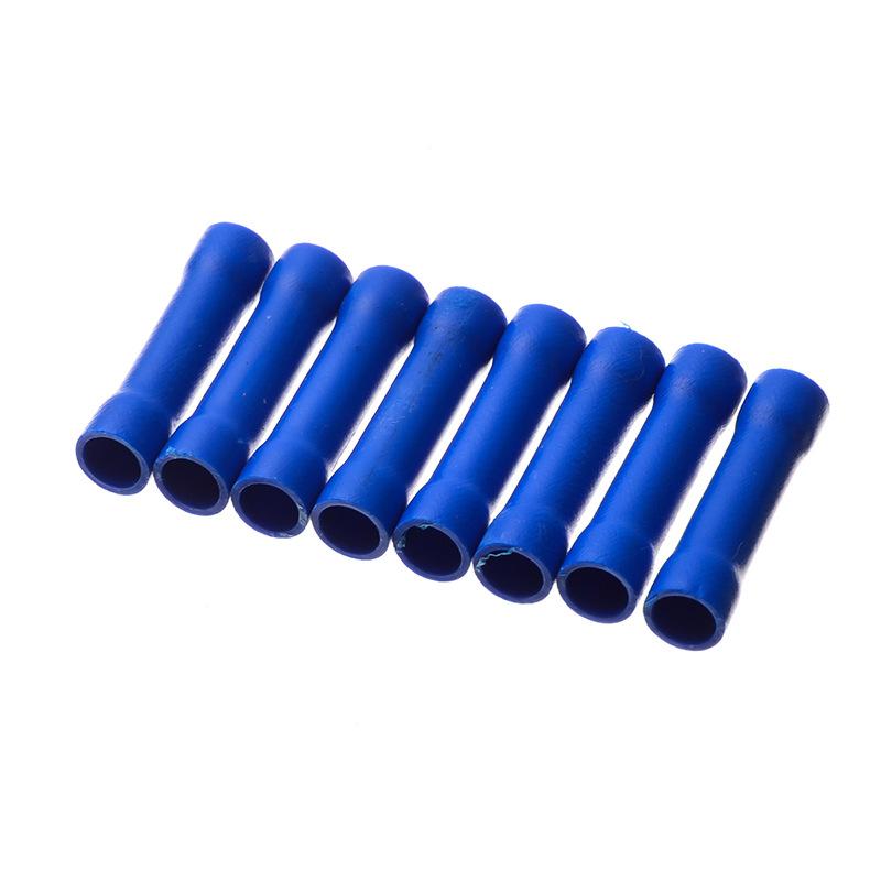 50Pcs/Bag Blue BV2 Tubular Connectors, Insulated 2-in-1 Quick Wire Splice Terminals