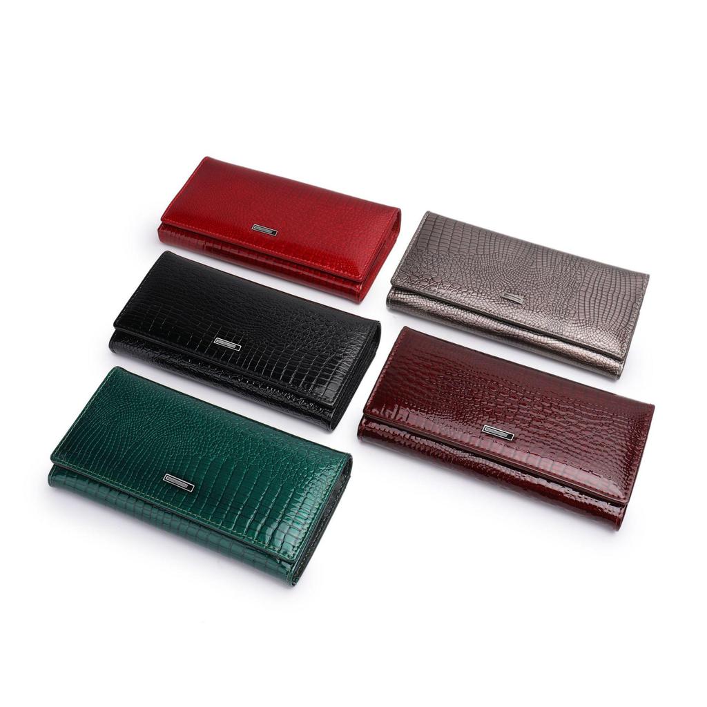 OZON Женский клатч и кошелек-браслет из натуральной кожи с тиснением под крокодила