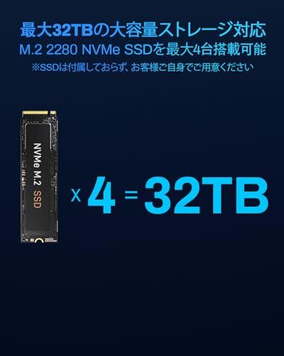 TERRAMASTER/F4 SSD/NAS Хранилище/4 отсека/NAS Сервер только для SSD/Четырехъядерный процессор N95/8 ГБ ОЗУ DDR5/Порт 5GbE/Компактное высокопроизводительное сетевое хранилище/SSD не входит в комплект