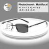 Progressive Multifocal Photochromic Reading Glasses Men'S Business High-Definition Anti Blue Light Glasses Diopter To +4.0