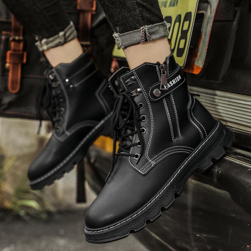 Новый мотоциклетный и ботильоны Мужская высокая модная обувь Водонепроницаемые ботинки Мужская кожаная обувь Мужские повседневные ботинки Bota Masculina