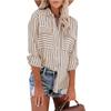 2024 Spring/Summer Women's Striped Cotton-Polyester Long-Sleeve Shirt