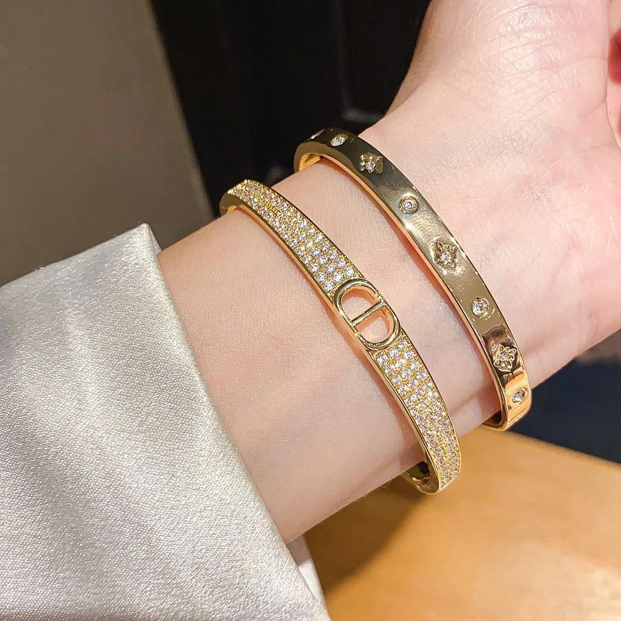 Geometric Zircon Crystal Bangle Bracelet With 18k Gold Plating For Women