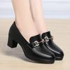 Spring New Comfort Square Heel Metal Chain Women Soft Leather Shoes Fashion Slip On Chunky Heel Casual Mary Jane Shoes