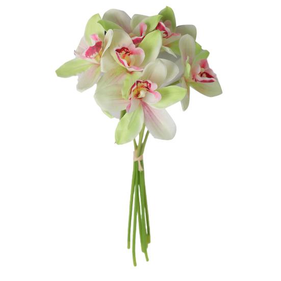 Yousheng 6 шт. Имитация букета цимбидиума Настоящее прикосновение Искусственные цветы Не увядающие Выцветающие Яркий цвет Искусственный цветок