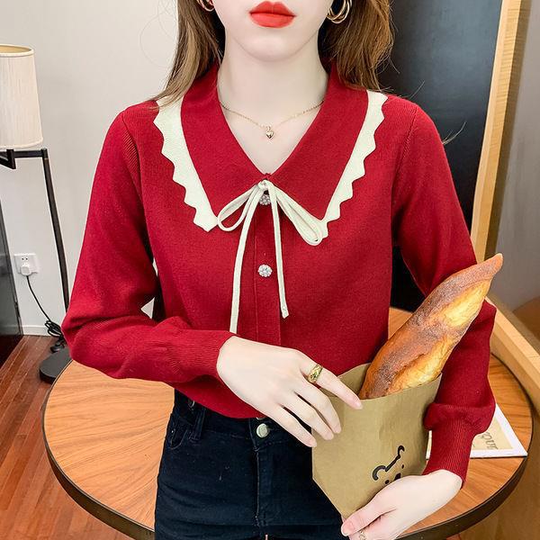 Undercover Женский осенне-зимний кукольный воротник-бантик вязаный свитер модный свитер