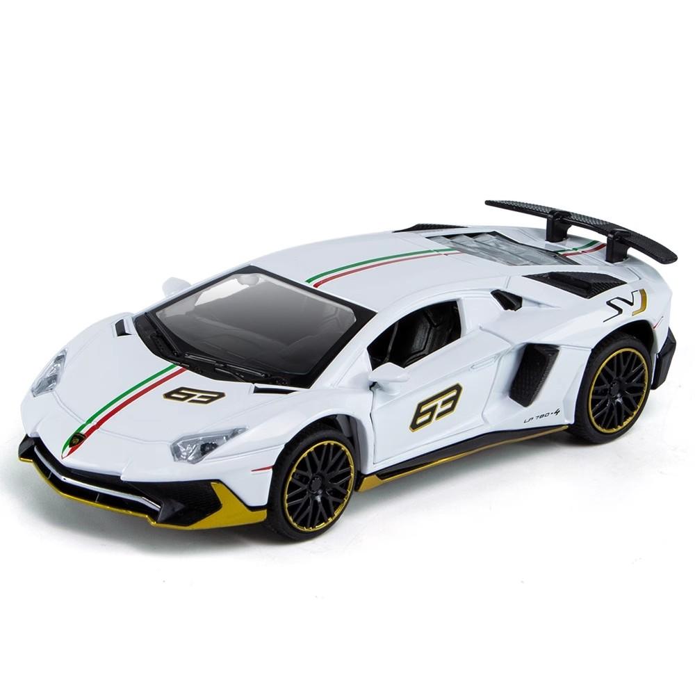 1:32 Модель Спортивного Автомобиля Lamborghini Aventador SVJ LP780-4 Игрушка Металлическая Литая Распашные Двери-Ножницы Открываются Имитация Звука Света Хобби Подарки